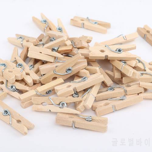 50/100Pcs Small Size Natural Wooden Clips 25mm Mini Photo Clips Clothespin Craft Decoration Clips School Office Accessories