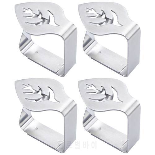 4pcs Stainless Steel Table Cloth Clamp Leaf Shaped Dining Room Tablecloth Holder