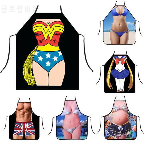 7 Colors Aprons Sexy Funny Personalized Kitchen Digital Printed For Women Man BBQ Cleaning Cooking Apron
