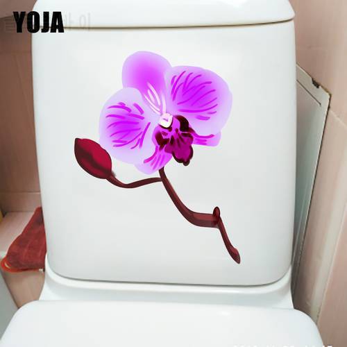 YOJA 19.8X23.2CM Plant Flowering Orchid Home Decor Living Room Sticker WC Toilet Decal T1-1603