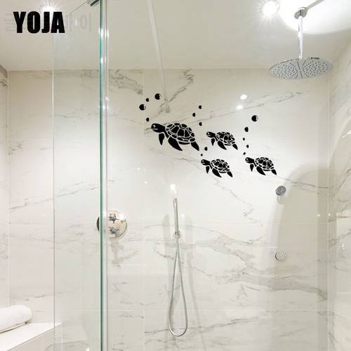 YOJA 17x28CM（One Group）Children&39s Room Decoration Cute Turtle Bathroom Glass Decal Home G2-0395