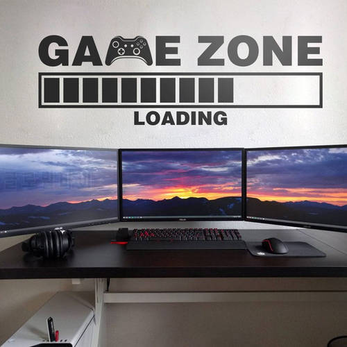 WJWY Game Zone Loading Controller Wall Sticker Kids Children Room Home Decor Gaming Room Wall Decals Bedroom Decoration