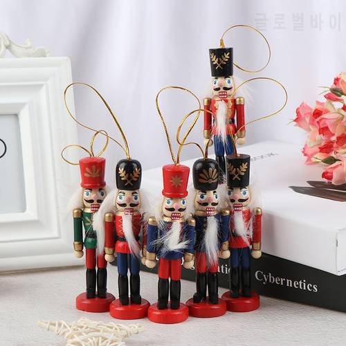 2021 Year 10cm Wooden Nutcracker Doll Soldier Puppet Christmas Kids Gifts New Year Christmas Tree Pendant Ornaments Decoration