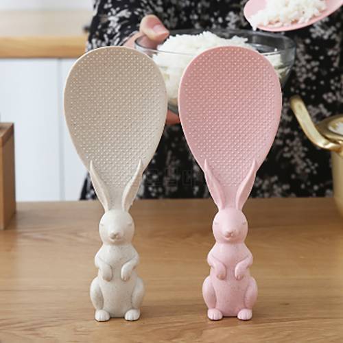 Wheat Straw Rabbit Spoon Can Stand Up Rabbit Rice Shovel Rice Cooker Rice Spoon Creative Cartoon Rice Spoon Kitchen Accessories