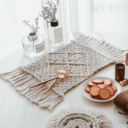Bohemia Macrame Placemats Heat-Resistant Non-Slip Tablemat Coaster For Home Restaurant Handcrafted Cotton Braid Insulation Mats