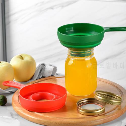 Silicone Collapsible Funnel Foldable Jar Funnel For Wide Mouth Regular Jars Food Grade Jam Spice Package Kitchen Tools For Jars