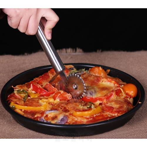 Stainless Steel Double Roller Pizza Knife Cutter Pastry Pasta Dough Crimper Round Hob Lace Wheel Kitchen tools