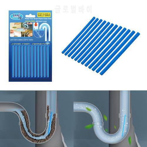 12Pcs/set Drain Toilet Pipe Cleaner Home Cleaning Household Merchandises Air Cleaner Sink Clogging Remover Tools
