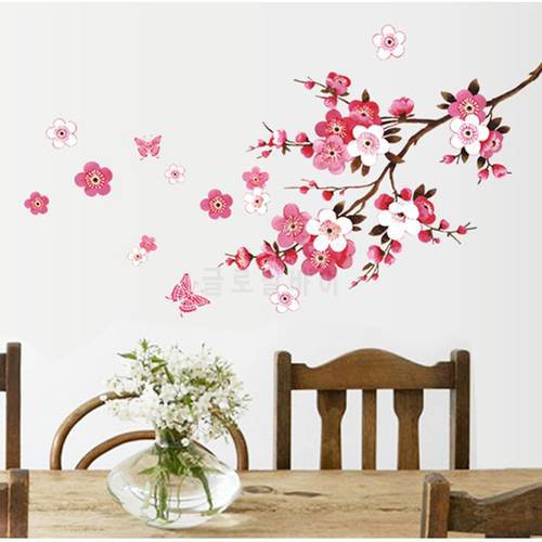 % wholesale beautiful sakura wall stickers living bedroom decorations 739. diy flowers pvc home decals mural arts poster