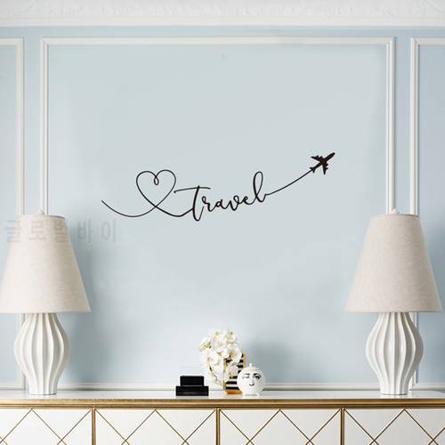 WJWY Travel Themed Words Wall Sticker Bedroom Home Decor Children Kids Room Wall Decals Removable PVC Home Decoration