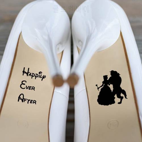 Wedding Shoe Decals Decor ,Princess Silhouette Vinyl Sticker For Wedding Accessories Shoes Decoration