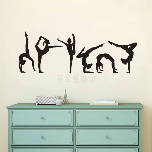 Six Dance Girls Gymnastics Wall Sticker Sport Wall Decals Vinyl Art Mural For Home Girls Kids Room Decoration Wall Decoration