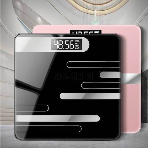 Weight Scale Bathroom Fat Glass Electronic Smart LCD Display Human Body Weighing Digital Major Display Shows Weather Temperature