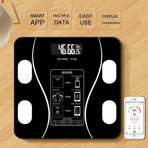 Body Fat Scale Bathroom Weight Scales Bluetooth Electronic For Body Digital Weight Floor Scales Toughened Glass LCD Display