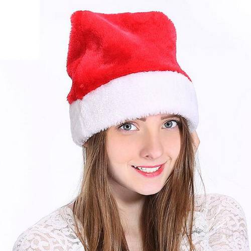 High quality plush christmas hat custom adult christmas red hat christmas ornament
