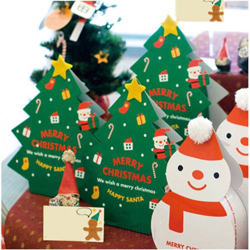 20PCS Candy Box Santa Claus Christmas Tree Snowman Xmas Party Decor Biscuit Baking Dessert Gift Box Bag Christmas Decor For Home