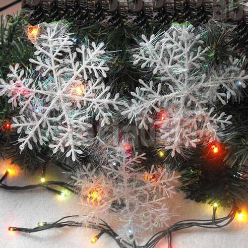 2pcs/lot Creative White Plastic Snowflake Hanging Accessories Christmas Tree Ornaments Home Window XMAS Party Decoration