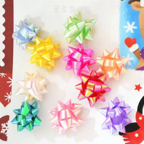 70pcs 2-inch Boxed PVC Star Lace Ribbon Christmas Gift Wrapping Gift Box Decoration(Mixed Color)