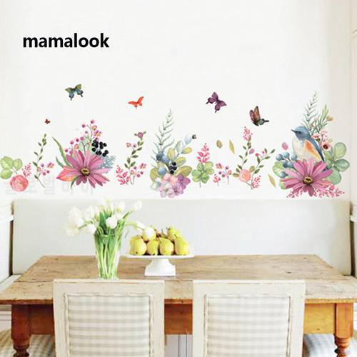 Beautiful Flowers birds butterfly wall sticker warm bedroom decor Decals wallpaper home decoration stickers