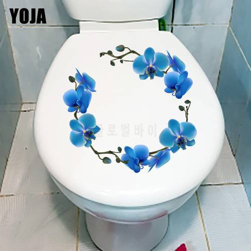 YOJA 22.8CM×22.2CM Hand Painted Orchid Bathroom Toilet Decoration Fashion Home Wall Stickers T1-2581
