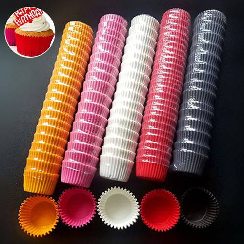 1000Pcs Mini size Chocalate Paper Liners Baking Muffin Cake Paper Cups Cake Forms Cupcake Cases Solid Color Party Tray Cake Mold