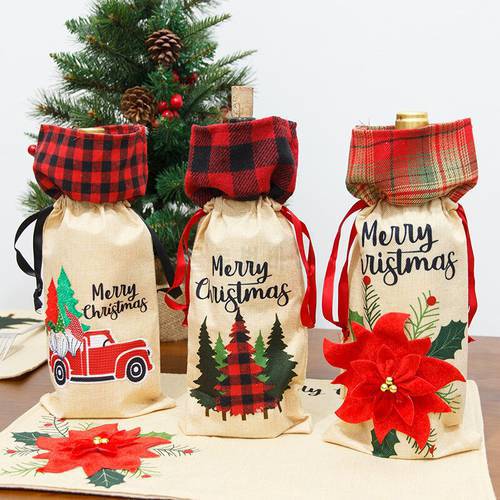 Christmas Wine Bottle Cover Merry Christmas Decorations For Home Natal Christmas Ornaments Xmas Gifts Happy New Year