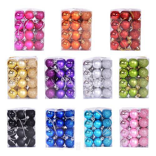 24 Pcs/Set Glitter Christmas Tree Ball Baubles Colorful Xmas Party Home Garden Christmas Decoration Supplies Hot Sale