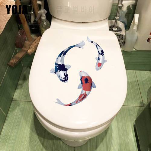 YOJA 19.6×24.6CM Color Koi Classic Toilet Cover Decoration Home Room Wall Stickers Mural T1-2688