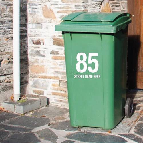 Vinyl Wall Stickers Decoration for Trash Can Custom Street Name Customized Number Garbage Bin Murals Home Decor Decal HY1982