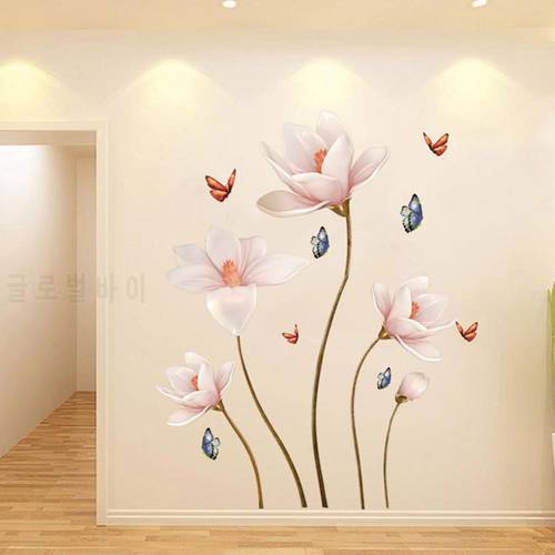 PVC Removable 3D Flower Wall Sticker DIY Flower Vines Art Decor Wall Stickers Murals for Living Room Bedroom Home Decor ations