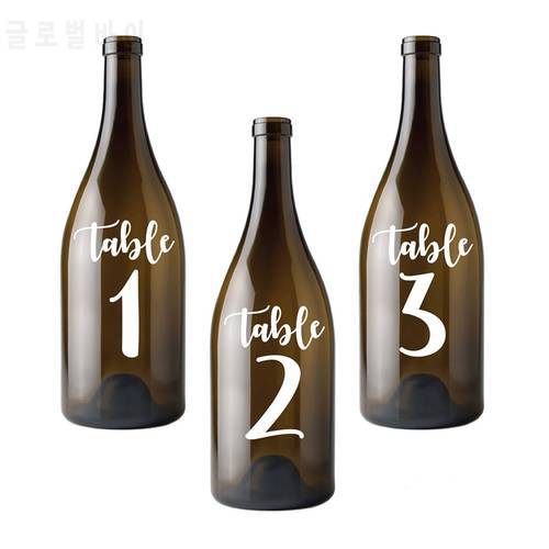 Wedding Party Table Number Decals , Removable Waterproof Table Vinyl Sticker Decal for Wedding Glass & Bottle &Board Decoration
