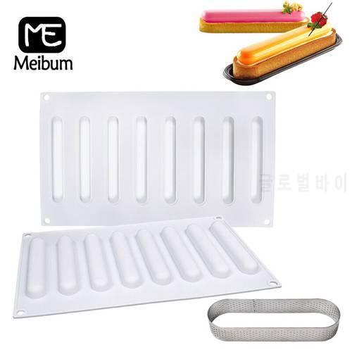 Meibum 8 Cavity Oval Cake Silicone Mould Tart Ring Combination Mold Pastry Bakeware Mousse Dessert Decorating Tray Baking Tools
