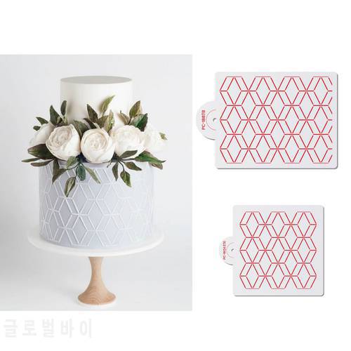 Geometric Rhombus Pattern Cake Stencil Plastic Lace Cake Boder Stencils Template DIY Drawing Mold Cake Decorating Tool Bakeware