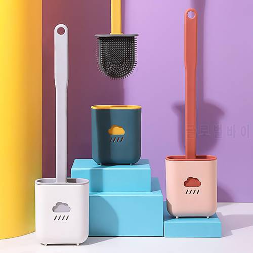 Household cleaning expert silicone wall-mounted toilet brush creative cleaning brush set soft plastic brush long handle brush