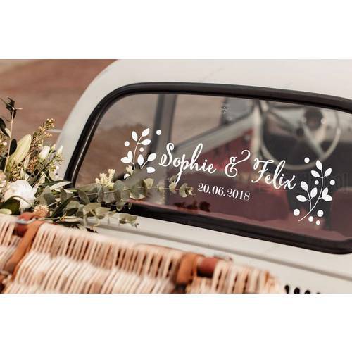 Floral wall decal Car decoration for wedding wall decor Just married car vinyl wall sticker HJ560