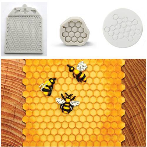 Bees And Continuous Honeycomb Textured Silicone Molds Fondant Chocolate Cake Mould Cake Decorating Tools Kitchen Bakeware