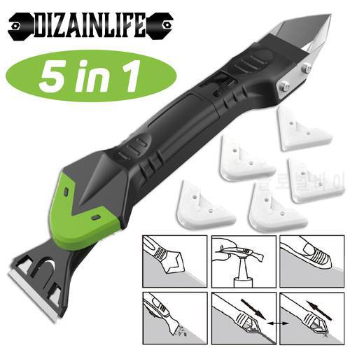 5 In 1 Silicone Remover Sealant Smooth Scraper Caulk Finisher Grout Kit Tools Floor Mould Removal Hand Tools Set Accessories