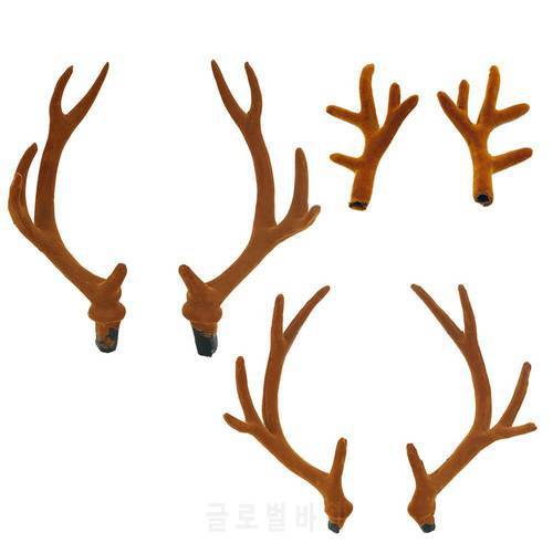 A Pair Simulation Antlers Headwear Headband Flocking Artificial Sika Deer Antlers DIY Accessories For Christmas Holiday Party S