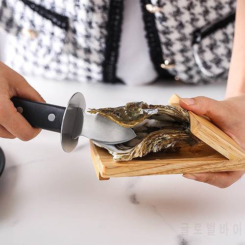 Wood Handle Oyster Knives Opener Stainless Steel Scallop Shell Shucking Cutter With Oyster Shucking Clamp For Seafood Wooden