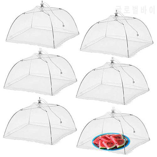 Food Cover Umbrella Foldable Household Washable Mesh Food Lid Picnic Barbecue Party Anti Fly Mosquito Net Tent Kitchen Gadgets