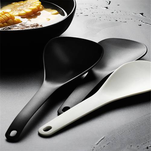 Non-Stick Plastic Rice Spoon Rice Cooker Long Cooking Rice Spatula Scoop Black White Soup Spoon Kitchen Utensil Tableware Tools