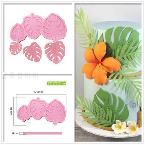 3 Sizes Monstera Leave Silicone Mold Fondant Cake Decoration Silicone Mold Hand Made Decorating Leaves Chocolate Candy Silica G