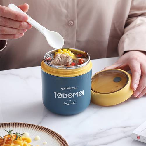 Mini Thermal Lunch Box Food Container with Spoon Stainless Steel Vaccum Cup Soup Cup Insulated Lunch Box taza desayuno portatil