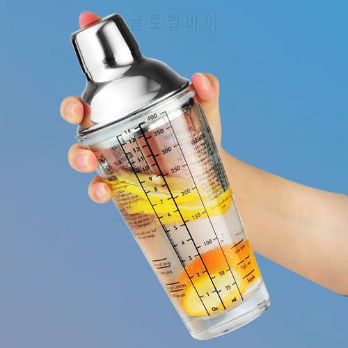 1pc Cocktail Shaker 400ml Glass Transparent Snow Grams Cup Mixing Wine Glass Party Bar Bartender Hand Cocktail Tools