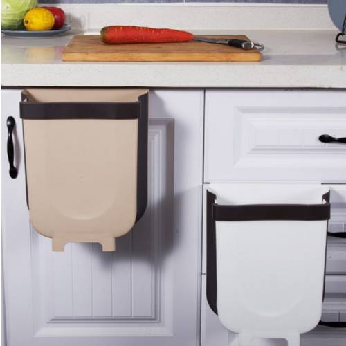 Kitchen Cabinet Door Hanging Trash Can Garbage Folding Waste Bins Collapsible Dry Wet Separation WJ40910