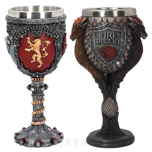 Wine Glass Goblet Stark Fire And Blood Stainless Steel Resin 3D Cocktail Whiskey Glasses Cup Drinkware Bar
