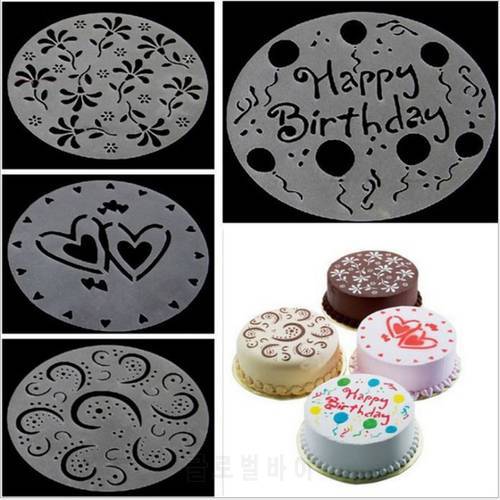 4Pc/Lot Plastic Cake Stencils Flower Spray Birthday Mold Decorating Bakery Tools Diy Mould Fondant Template Kitchen Accessories