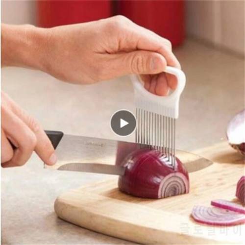 Stainless Steel Onion Needle Onion Holder Handheld Simple Slicer Fruit Vegetable Aid Cutter Potato Kitchen Tool Bar Accessories