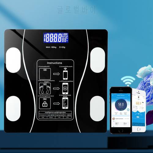 1PC Bluetooth Smart Body Fat Scales LED Digital Weight Scale BMI Body Composition Analyzer With Smartphone APP