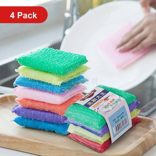 4pcs Household Dishwashing Sponge Easy Decontamination Sponge Cleaning Universal Sponge Brush Kitchen ​Washing Scourer